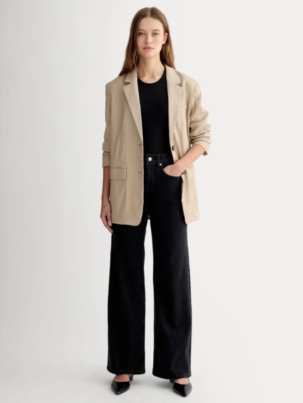 NEW Everlane the way high Wide Leg Sailor Jeans In Black Women's 29 Short